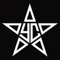 yc logo monogramma con stella forma design modello vettore