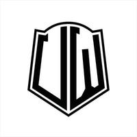 uw logo monogramma con scudo forma schema design modello vettore