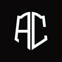 AC logo monogramma con scudo forma nastro design modello vettore