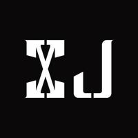 xj logo monogramma con mezzo fetta design modello vettore