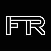 fr logo monogramma con linea stile negativo spazio vettore