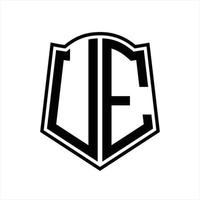 ue logo monogramma con scudo forma schema design modello vettore