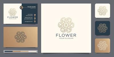 lusso sottile linea arte fiore rosa logo design stile concetto con attività commerciale carta modello. vettore