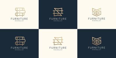 impostato di collezione mobilia linea arte astratto logo design. lusso minimalista design. premio vettore