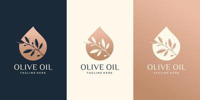 oliva olio design modello. creativo combinato oliva ramo con essenziale olio logo. oliva olio logo. vettore
