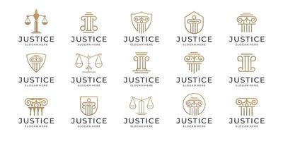 impostato di eccezionale legge azienda logo design. collezione di giustizia legge oro colore, lineare stile concetto. vettore