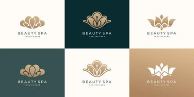 collezione un' bellezza e terme logo design. logo per moda, donne, lusso, oro, ispirazioni design. vettore