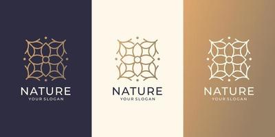 astratto natura logo design impostare. fiore rosa naturale terme logo per moda, pelle cura, minimalista. vettore