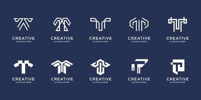 impostato di creativo lettera t logo design. simbolo per attività commerciale, ispirazione, tecnologia, lusso, design modello. premio vettore