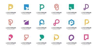 impostato di monogramma di lettera p logo design.icon per attività commerciale di lusso,ispirazione,astratto.premium vettore