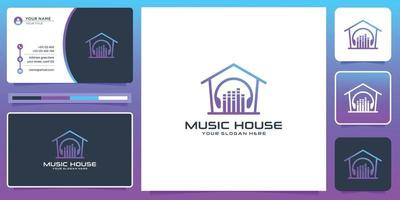 moderno musica Casa logo design e attività commerciale carta.gradiente colore, ispirazione, studio musica, elemento. vettore