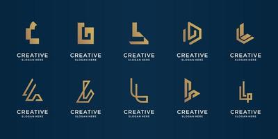 impostato di creativo monogramma lettera l oro. logo modello.icone per affari,lusso,tecnologia,ispirazione,illustrazione. premio vettore