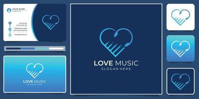 amore musica logo design con attività commerciale carta modello.creativo amore e musica minimalista moderno design. vettore