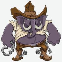 elefante cowboy carino creativo kawaii cartone animato portafortuna logo vettore