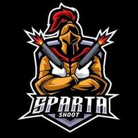 spartano guerriero Tenere il pistola logo gioco esport vettore