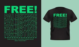 moderno maglietta design. gratuito Palestina testo ondulato font maglietta design vettore