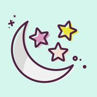 icona Luna e stelle. relazionato per stelle simbolo. mbe stile. semplice design modificabile. semplice illustrazione. semplice vettore icone