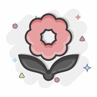 icona fiore. relazionato per flora simbolo. comico stile. semplice illustrazione. pianta. quercia. foglia. rosa vettore