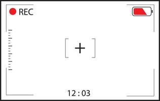 classico digitale video telecamera messa a fuoco schermo. bianca largo incorniciato mirino telecamera registrazione. vettore illustrazione
