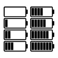 un' impostato di otto batterie con diverso caricare indicatori. vettore illustrazione