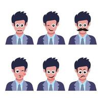 impostato di sei uomini con diverso facciale emozioni. umano viso con emoji carattere. vettore illustrazione