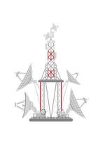 Radio Torre icona nel cartone animato stile su un' bianca sfondo. vettore illustrazione