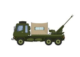 vettore illustrazione di militare missile launcher macchina. marchiato con verde militare banda modello. sembra prospettiva. con un' bianca sfondo, isolato.