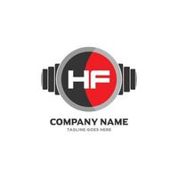 HF lettera logo design icona fitness e musica vettore simbolo.