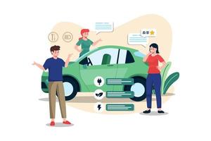 persone dando recensioni su elettrico auto vettore