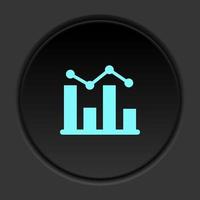 il giro pulsante icona, Banca dati, server, bar grafico. pulsante bandiera il giro, distintivo interfaccia per applicazione illustrazione su buio sfondo vettore