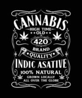 cannabis alto tempo vecchio 420 marca qualità maglietta design vettore