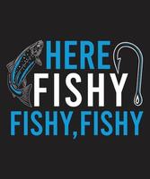 Qui di pesce di pesce di pesce maglietta design vettore
