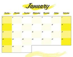 gennaio colorato 2023 lettering mensile calendario progettista stampabile vettore