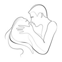 linea arte uomini e donna baci minimo arte disegno vettore illustrazione amore poster.bacio coppia moda Stampa continuo linea design.valentini giorno illustrazione.