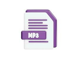 mp3 file con 3d vettore icona cartone animato minimo stile