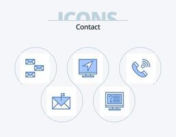 contatto blu icona imballare 5 icona design. e-mail. comunicazione. Informazioni. Busta. contatto noi vettore