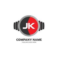jk lettera logo design icona fitness e musica vettore simbolo.