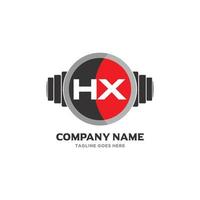 hx lettera logo design icona fitness e musica vettore simbolo.