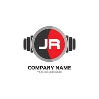 jr lettera logo design icona fitness e musica vettore simbolo.