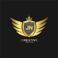 astratto lettera jn scudo logo design modello. premio nominale monogramma attività commerciale cartello. vettore