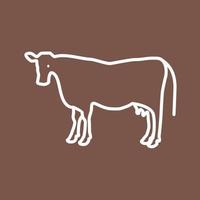 mucca linea colore sfondo icona vettore