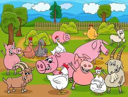 gruppo di personaggi dei cartoni animati di animali da fattoria vettore