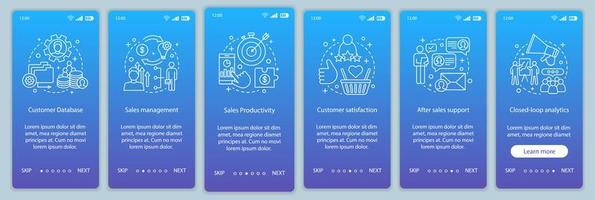 pagina dell'app mobile di marketing onboarding vettore