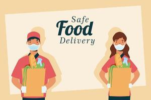 banner di concetto di consegna cibo sicuro vettore