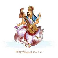 bellissimo festival indiano vasant panchami sul dio indiano saraswati maa sfondo religioso vettore