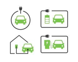 verde elettrico auto ricarica punto icona vettore. rinnovabile eco tecnologie vettore