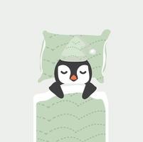 simpatico pinguino che dorme cartone animato vettore