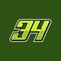 da corsa numero 34 logo design vettore