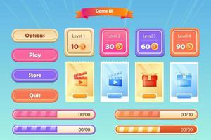 gioco risorsa ui design cartone animato elemento con elegante e colorato vettore