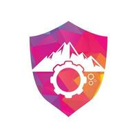 montagna Ingranaggio logo icona design. vettore